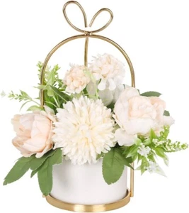 Hobyhoon Artificial Silk Flowers with Vase Fake Hydrangea & Chrysanthemum Floral - Picture 1 of 7