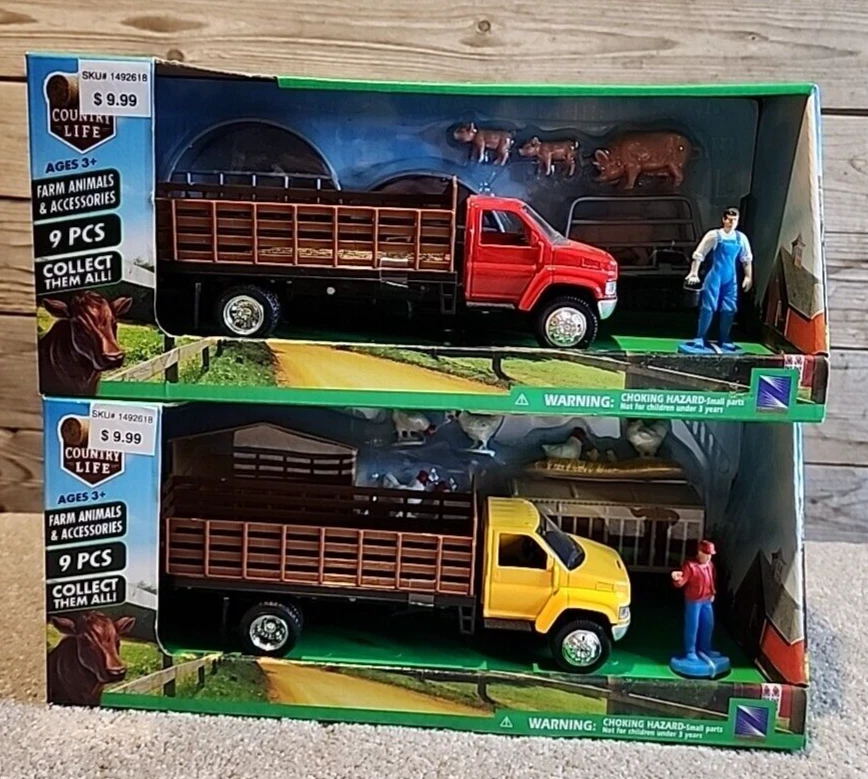 Set of (2) New Ray  Country Life truck farmer pigs corral 18 PCS TOTAL Chickens - Image 1 of 4