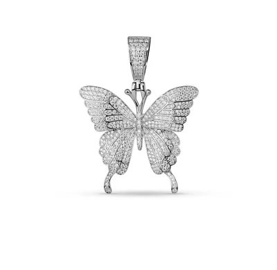 Colgante mariposa de plata esterlina 925 maciza real moissanita para mujer hip hop helado Foto 1 de 4