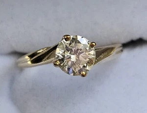 .90CT Diamond solitaire engagement bypass ring 14K yellow gold round brill 5.75 - Picture 1 of 7