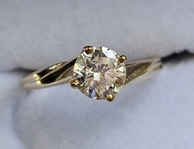 .90CT Diamond solitaire engagement bypass ring 14K yellow gold round brill 5.75 - Image 1 of 4