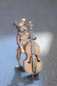 Violonchelo austriaco pintado en frío de bronce para jugar al perro de Bergman - Imagen 1 de 3