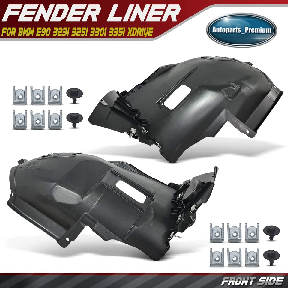 Forros de guardabarros interiores delanteros 2 piezas para BMW E90 323i 325i 330i 330xi 335i 328xi 3,0 L Foto 1 de 4