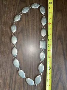 Collana Disco Graduato/Concho Stampato a Mano 33"" Argento Sterling - Foto 1 di 13