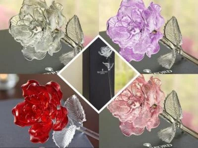 Waterford Rose-Pink, Red, Lavender, Clear, Flower, New, Fast Shipping, Crystal