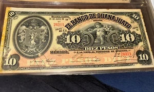 Mexico Banco de Guanajuato 1914 Junio 10 Pesos - Picture 1 of 2