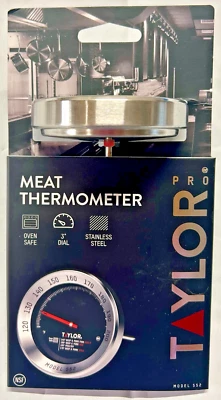 Taylor PRO Leave In Meat Thermometer Model 552 Oven Safe Tempered Glass 3" Dial - Image 1 of 4