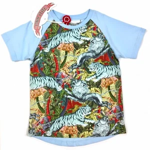 Paper Wings Boys Organic Cotton Jungle Raglan Tee TShirt Size 5 Tigers Lion New  - Picture 1 of 9