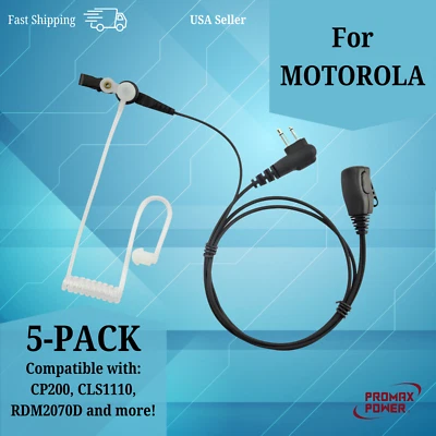 5-Pack FBI Style Acoustic PTT Earpiece for Motorola CP180 CP200 CLS1110, CLS1410 - Image 1 of 4