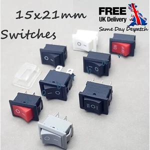 15x21mm Mains Power 240V KCD1 Rocker Switch ON OFF IO IOII Silicone Cap - Picture 1 of 13