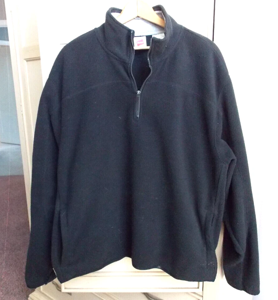 МУЖСКОЙ ЧЕРНЫЙ HANES 1/4 МОЛНИИ ФЛИС ПУЛОВЕР КУРТКА РАЗМЕР БОЛЬШОЙ 42-44 - Изображение 1 из 1