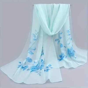 Lightweight Sheer Scarf 59x19" Floral Chiffon Neck Hair Shawl New Free Ship 4381 - Picture 1 of 2