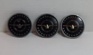 70's Ford Thunderbird Black Hubcap  Emblem With Chrome Snap-on Rings - Imagen 1 de 9