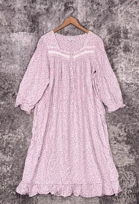 Vestido de noche Eileen West grande para mujer rosa floral ojales manga larga midi Foto 1 de 4