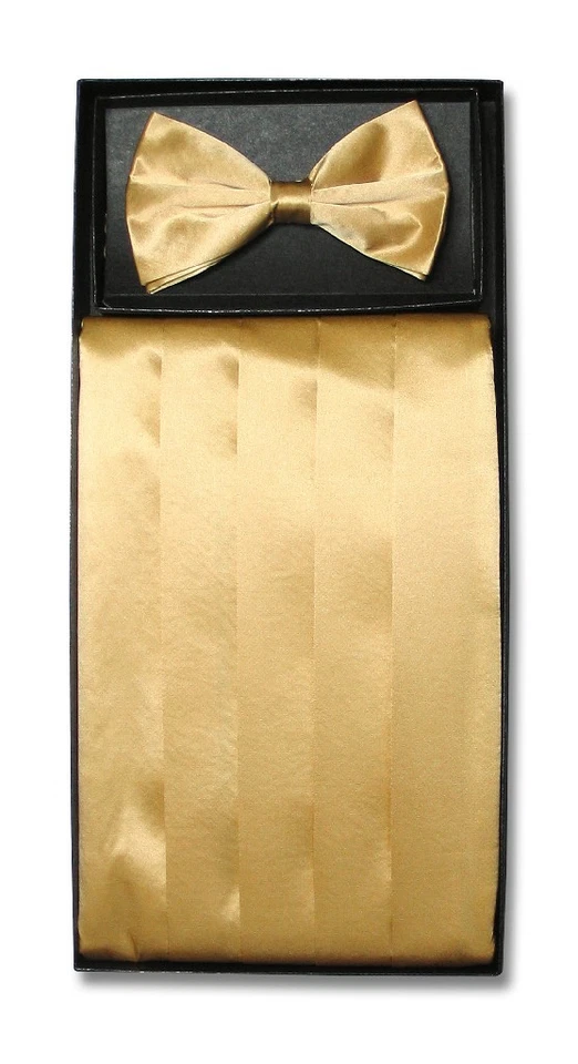 SILK Cumberbund & BowTie Solid GOLD Color Men's Cummerbund Bow Tie Set - Image 1 of 1