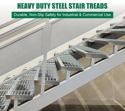 NATOTELA 3 Pack Galvanized Steel Stair Treads Heavy Duty Non-Skid Industrial Safety