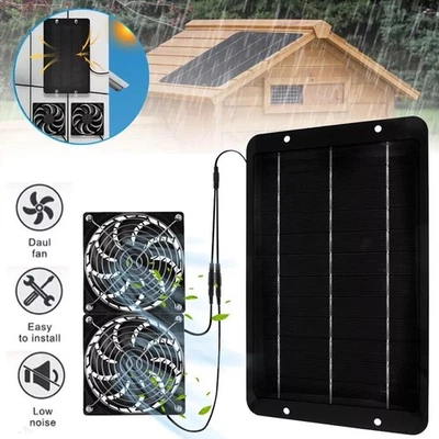 Ventilador de panel solar de refrigeración para mascotas IP65 impermeable ajusta velocidad - Imagen 1 de 4