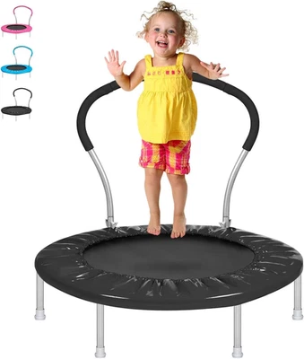 Small  Kids Trampoline with Handle Toddlers Fitness Rebounder Indoor Activity  - Image 1 of 4