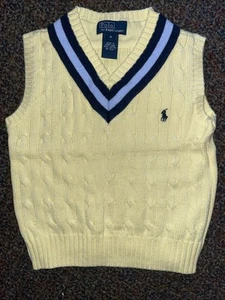POLO RALPH LAUREN YOUTH V NECK SLEEVELESS YELLOW SWEATER VEST 4 (B65) - Picture 1 of 7