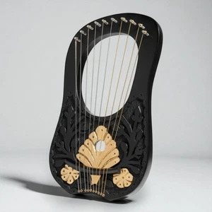 Black Gold Flower 10 Strings Lyre Harp Rosewood W/Free Bag Key And Extra Strings - Picture 1 of 6