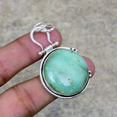 Encantador colgante de joyería de plata de ley 925 con piedras preciosas de crisoprasa de 2,08" c306 Foto 1 de 2