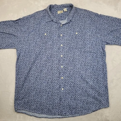 LL Bean Shirt Mens 2XL Tall Blue Pattern Button Front Pocket Casual Outdoors - Image 1 of 4