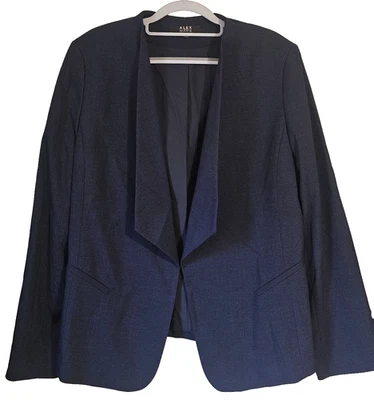 Blazer Alex Marie azul marinho frente aberta jaqueta drapeada carreira empresarial elegante trabalho 14 - Imagem 1 de 4