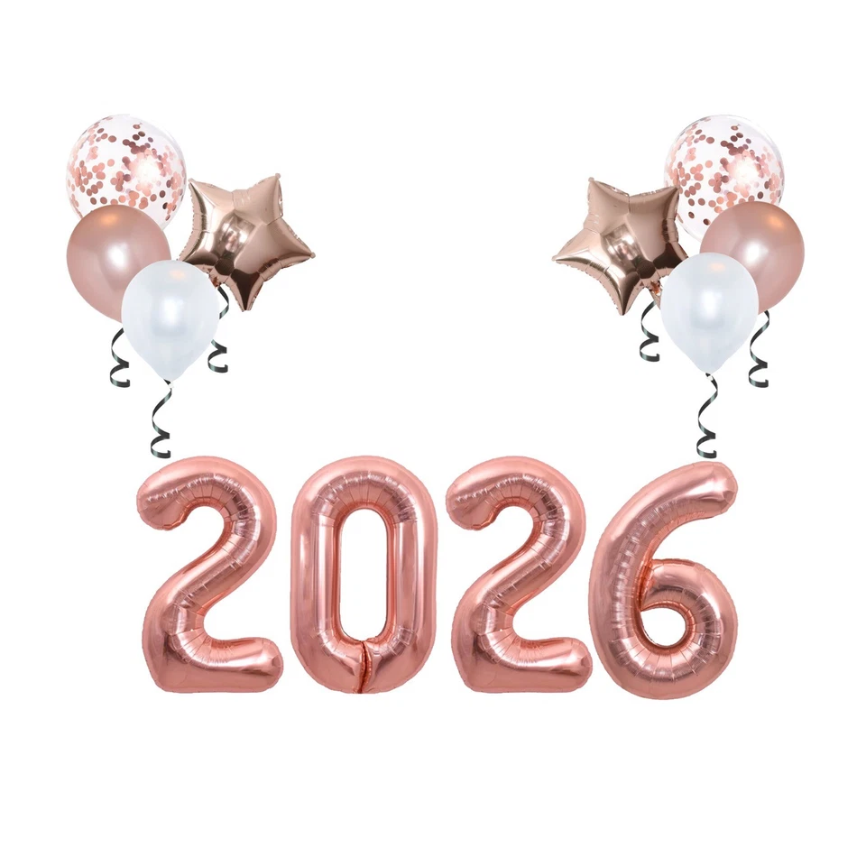 Happy New Year 2026 Foil Banner Balloons Set New Year Eve Party Decoration - Image 1 of 3