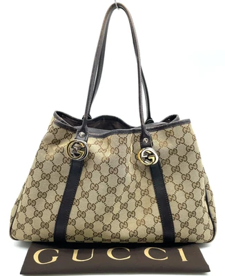 Auth Gucci GG Canvas x Leather Beige 232957 520981 Tote Bag W/Dustbag NS101596 - Image 1 of 4