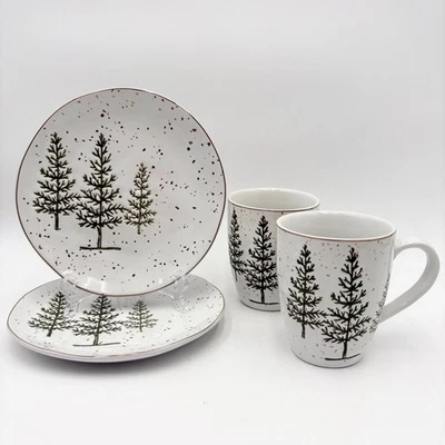 Juego de platos y tazas de ensalada de postre árbol de Navidad Potters Studio vacaciones invierno Foto 1 de 4