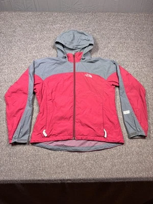 Chaqueta North Face Mujer Mediana Roja Gris HyVent Lite Con Capucha Impermeable Exterior Foto 1 de 4