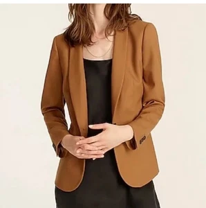 J Crew Parke Blazer Womens Size 0P Camel Wool Blend Preppy Classic - Picture 1 of 8