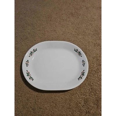 Vintage Corelle Winter Holly Christmas Platter, serving platter, green and red - Image 1 of 3