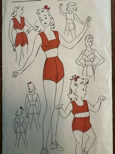 Vtg Dazian's “Bodice & Trunks” Girls Sz 8 Sewing Pattern 1940's Complete Rare - Picture 1 of 3