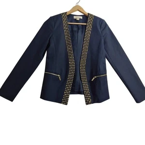 Michael Kors Blazer Jacke dunkelblau Nietenkragen Reißverschluss Tasche Damengröße 6 - Bild 1 von 12