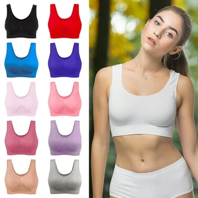WOMENS COMFORT PADDED STRETCH SPORTS YOGA BRA LADIES TOP CROP VEST TANK - Image 1 of 3