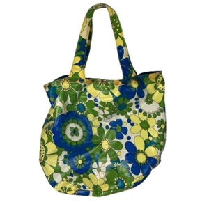 Bueno Retro Print Tote Shoulderbag Green Yellow Blue Floral Print - Picture 1 of 10