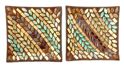 Set of2 Yankee Candle Mosaic Autumn Inspiration Lyrical Leaves Candle Dishes 7" - Image 1 of 4