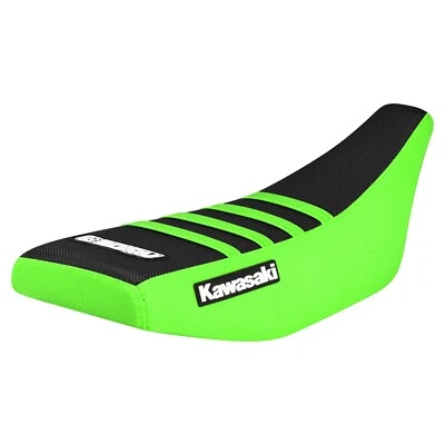 Funda de asiento Kawasaki KX 60 1982-2002 FLO VERDE/NEGRO/FLO VERDE costillas #115 logotipo Foto 1 de 4