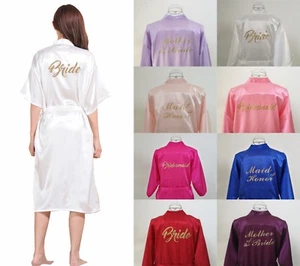 Bata de satén de seda larga de EE. UU. Vestido de dama de honor Boda Kimono Albornoz Prendas para dormir - Imagen 1 de 12