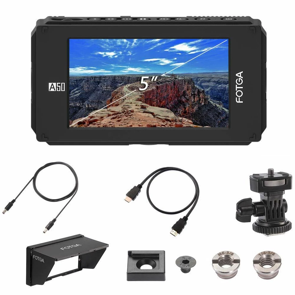 NEW! FOTGA A50 5" Video Monitor Field HDMI 4K for Blackmagic SONY P CINEM - Image 1 of 4