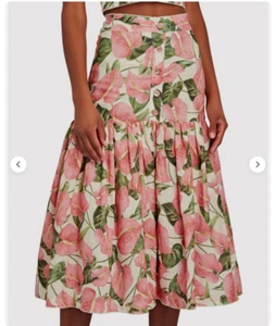 Agua By Agua Bendita Size M skirt Ciruela Anturios Floral Linen Midi Skirt - Picture 1 of 8
