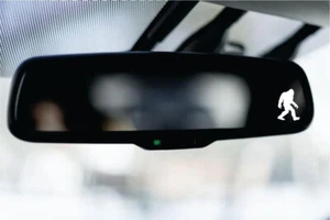 x2 Tiny Sasquatch Car Decal Rearview Mirror Sunvisor 1.5" - Picture 1 of 1