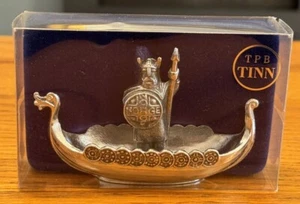 VINTAGE HANDSPOT TPN TINN PEWTER VIKING SHIP & VIKING - Picture 1 of 5