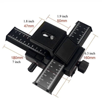 Cabezal de trípode de primer plano deslizante de riel de enfoque macro de 4 vías para cámara DSLR Foto 1 de 4