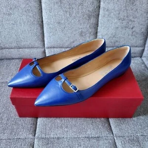 Salvatore Ferragamo Patty C Zaffiro Viola Calf Leather Flats Size 8 1/2 - Picture 1 of 16