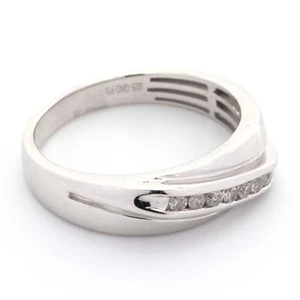 6MM Men Silver One Row Cross Design 1/5CTW Diamond White Band 3.94g Ring - S-10 - Picture 1 of 3