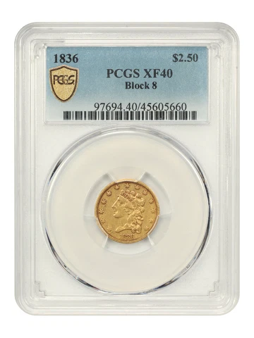 1836 $2 1/2 PCGS XF40 (Block 8) Cover
