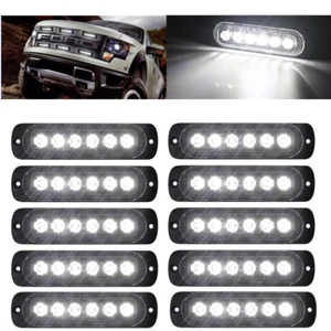 10X White 6-LED Bright Flash Emergency Hazard Warning Strobe Light Bar 12V/24V - Bild 1 von 10