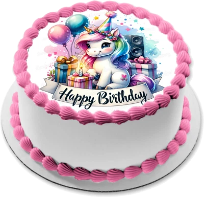 Einhorn Tortenaufleger Party Deko essbar Muffin Geschenk Unicorn Geburtstag neu - Bild 1 von 4